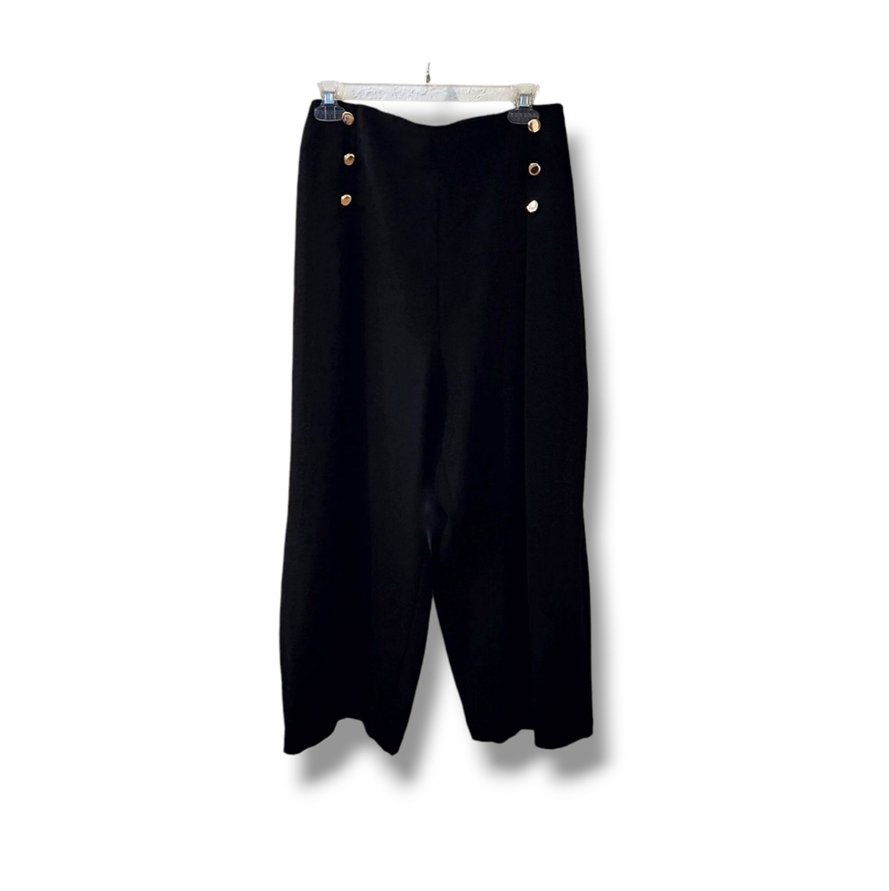 New York Clothing Company Button Front Wide Leg Trousers | 2X